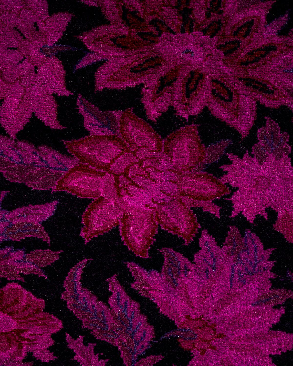 Pakistanais Tapis Contemporary en laine surteinte nouée à la main rose en vente