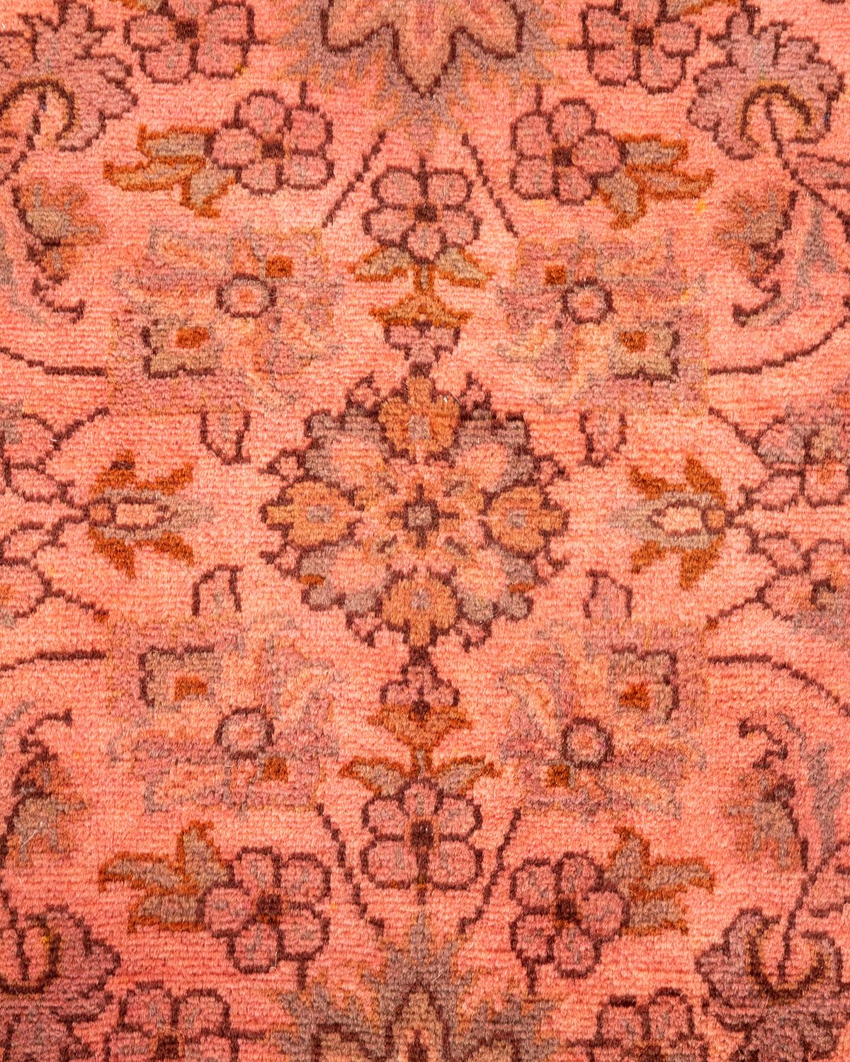Pakistani Contemporary Overdyed Hand Knotted Wool Pink Area Rug For Sale