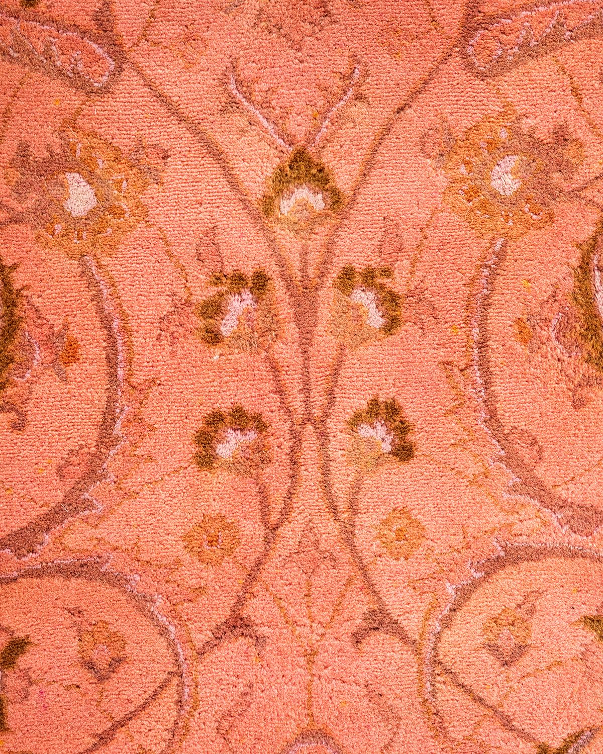 Pakistanais Tapis Contemporary en laine surteinte nouée à la main rose en vente