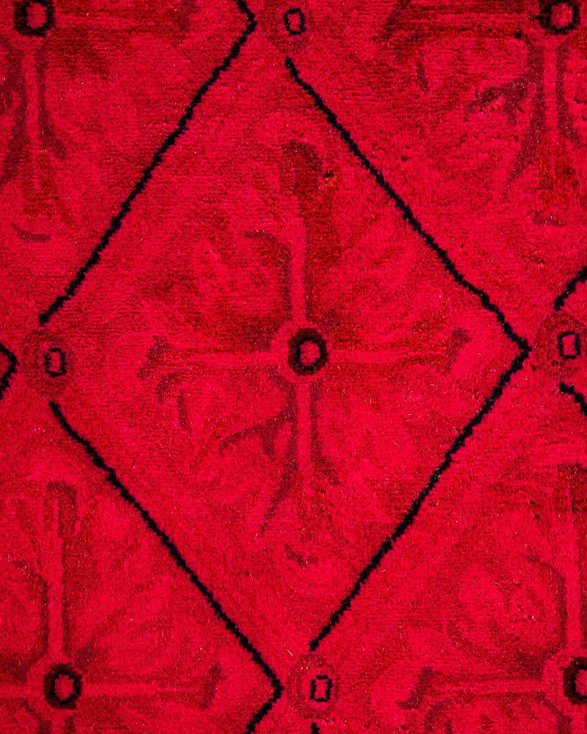 Pakistanais Tapis Contemporary en laine surteinte nouée à la main rose en vente
