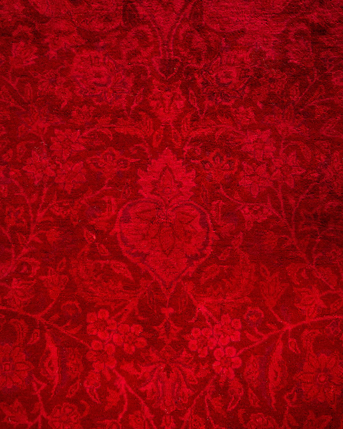 Pakistani Contemporary Overdyed Hand Knotted Wool Pink Area Rug For Sale