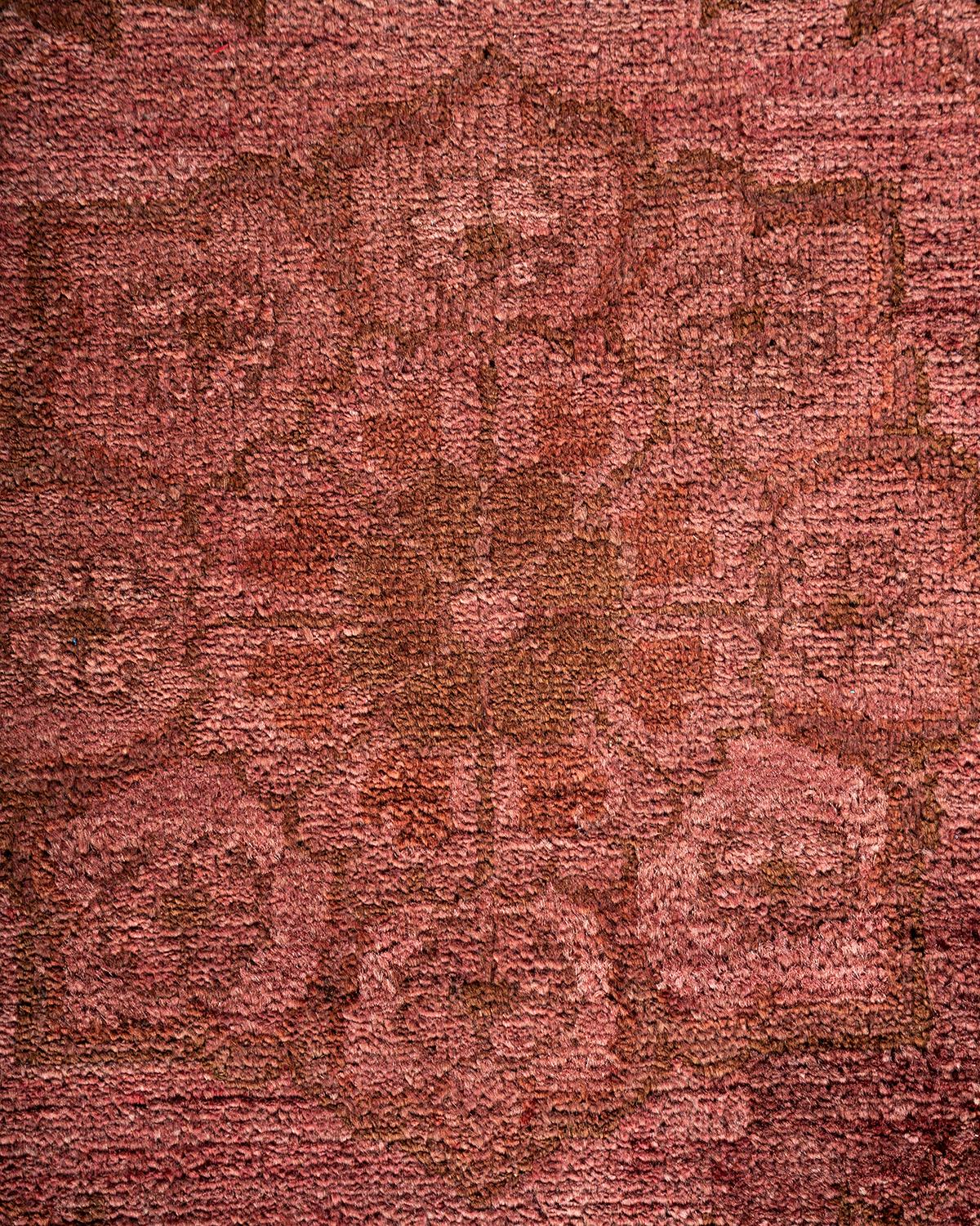 Pakistani Contemporary Overdyed Hand Knotted Wool Pink Area Rug For Sale
