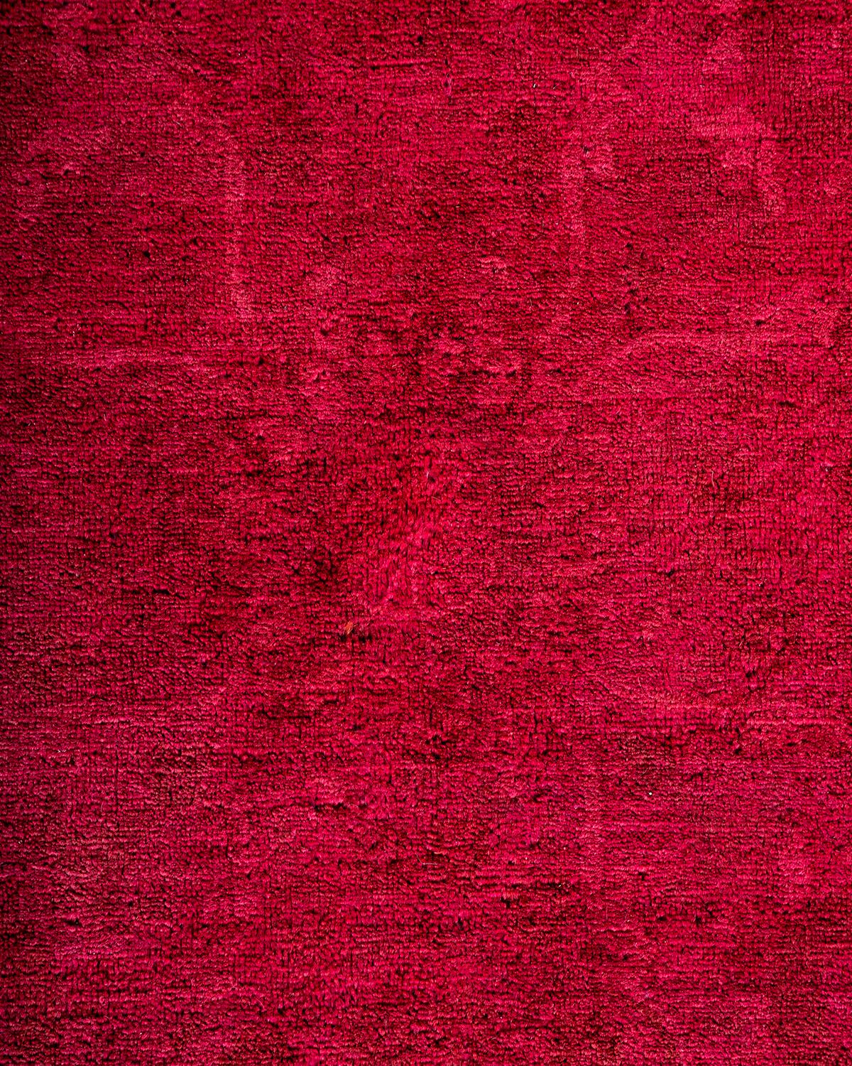 Pakistani Contemporary Overdyed Hand Knotted Wool Pink Area Rug For Sale