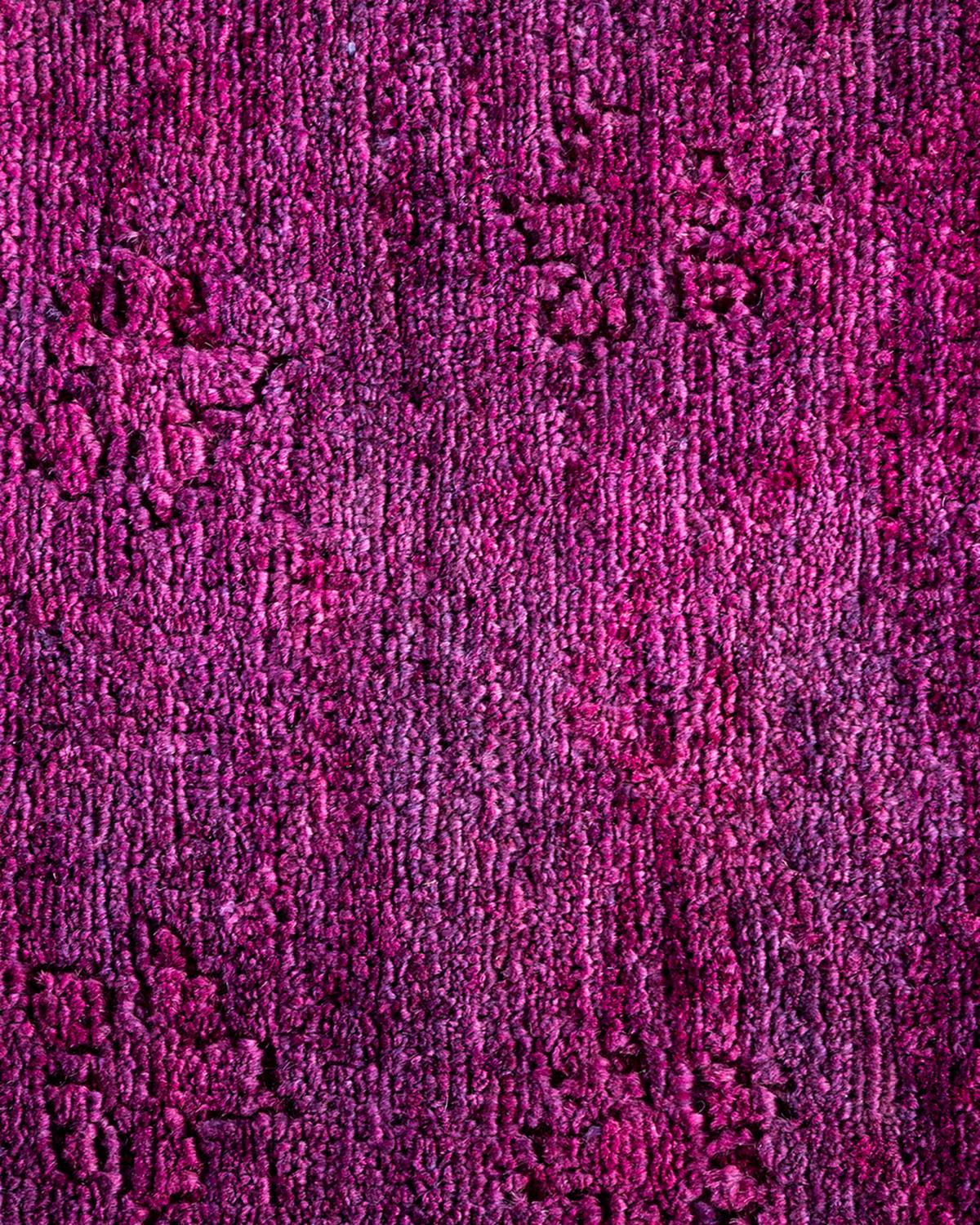 Pakistani Contemporary Overdyed Hand Knotted Wool Pink Area Rug For Sale
