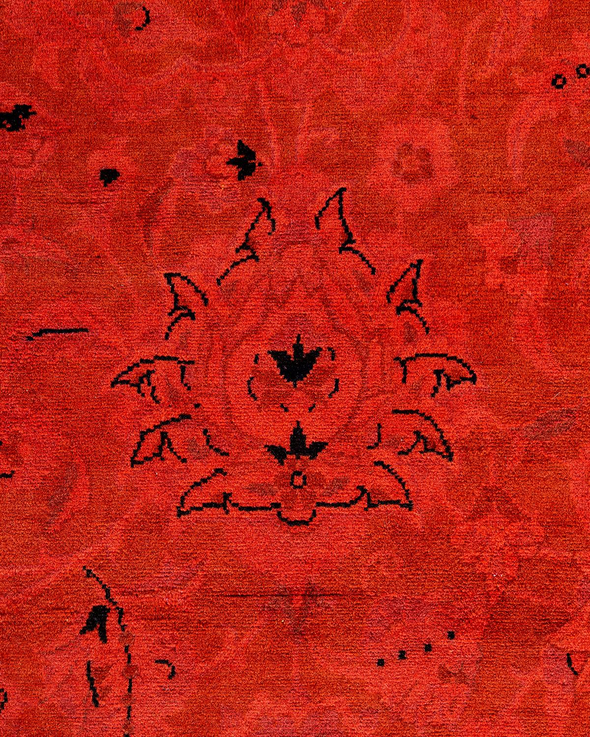 Pakistanais Tapis Contemporary en laine surteinte nouée à la main rose en vente