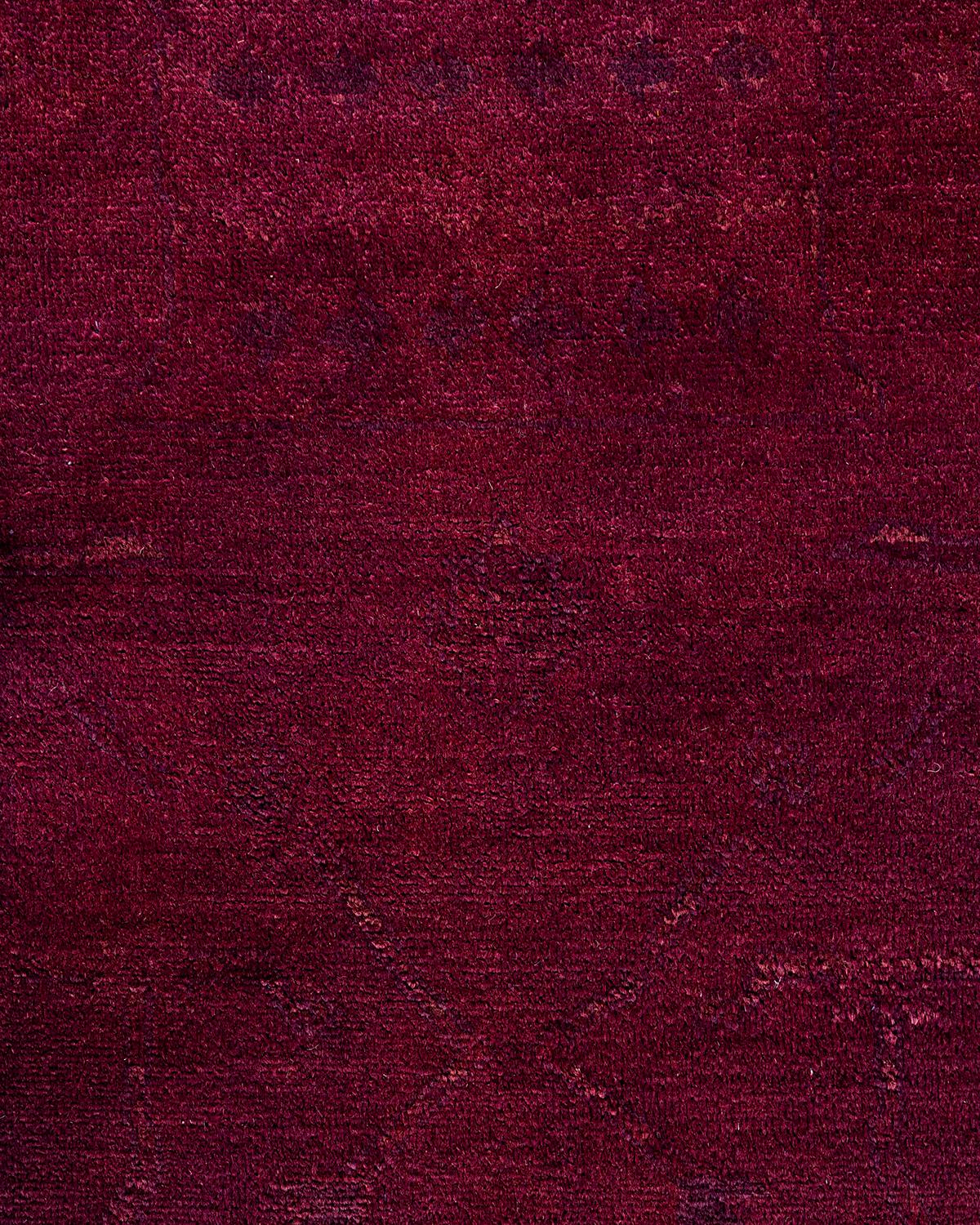 Pakistani Contemporary Overdyed Hand Knotted Wool Pink Area Rug For Sale
