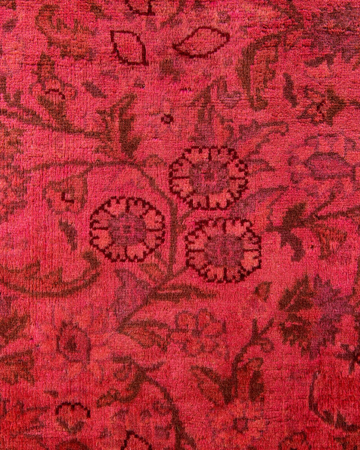 Pakistanais Tapis Contemporary en laine surteinte nouée à la main rose en vente