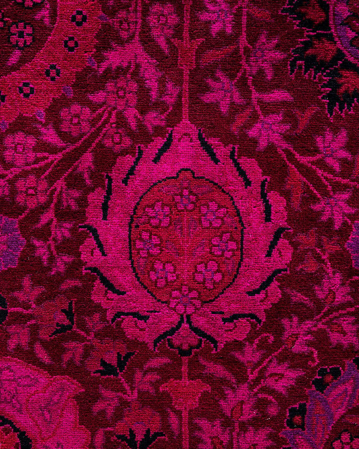 Pakistani Contemporary Overdyed Hand Knotted Wool Pink Area Rug For Sale