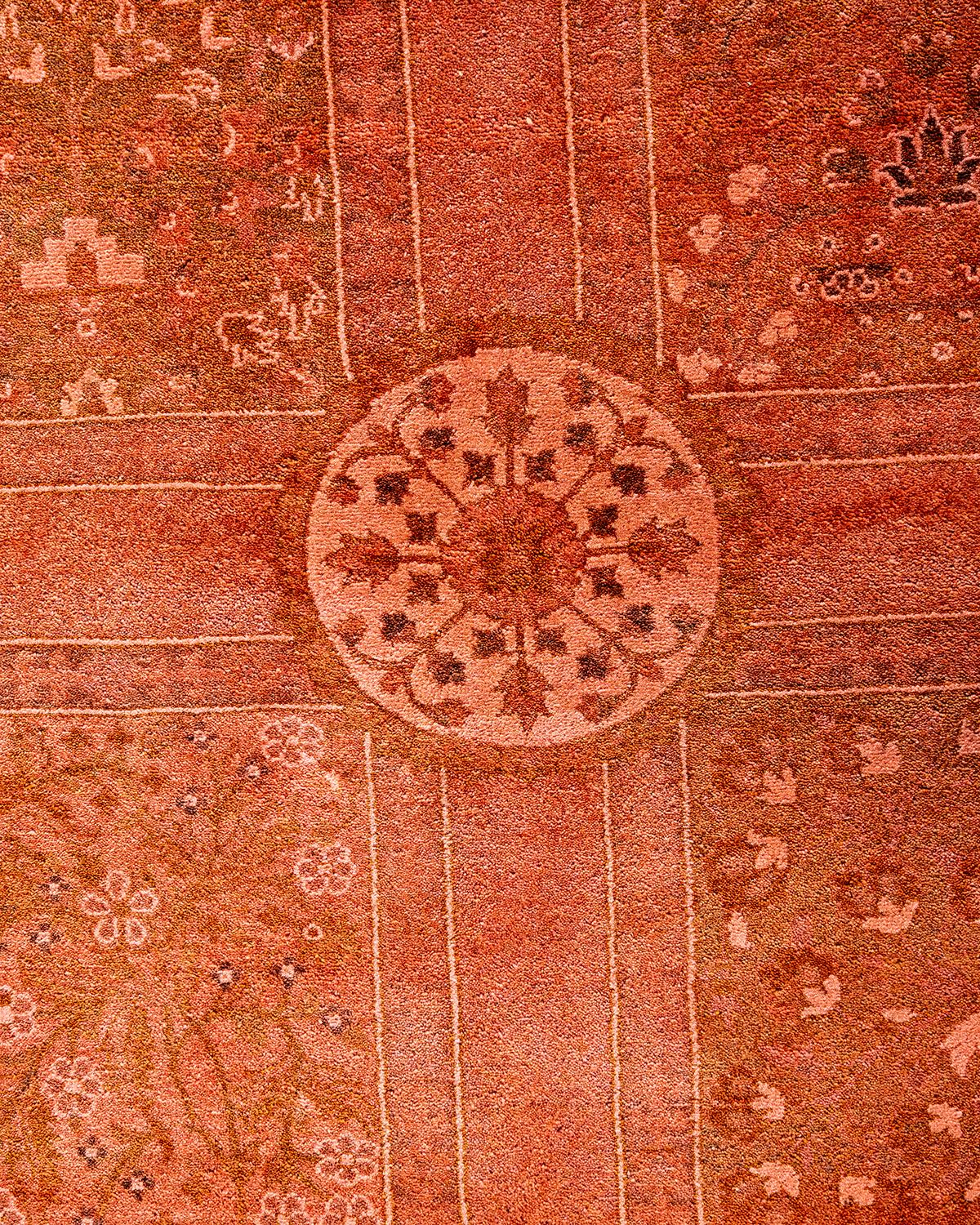 Pakistanais Tapis Contemporary en laine surteinte nouée à la main rose en vente
