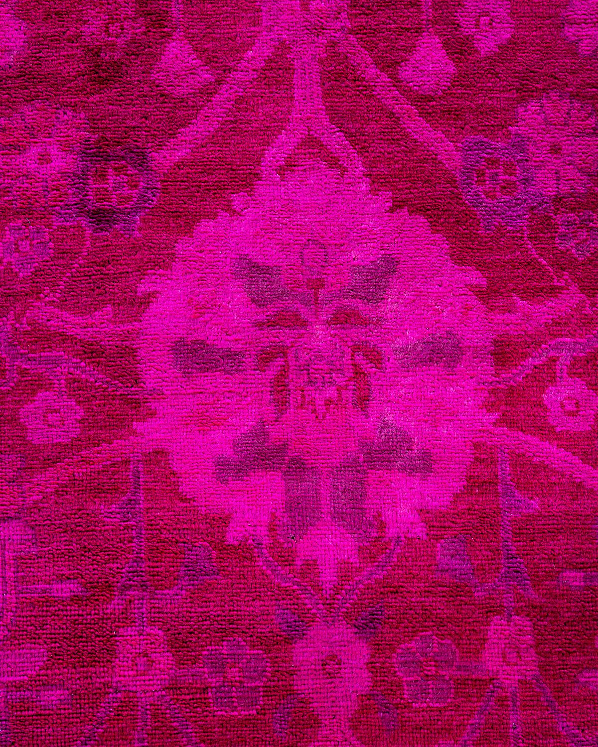 Contemporary Overdyed Hand Knotted Wool Pink Area Rug (Pakistanisch)