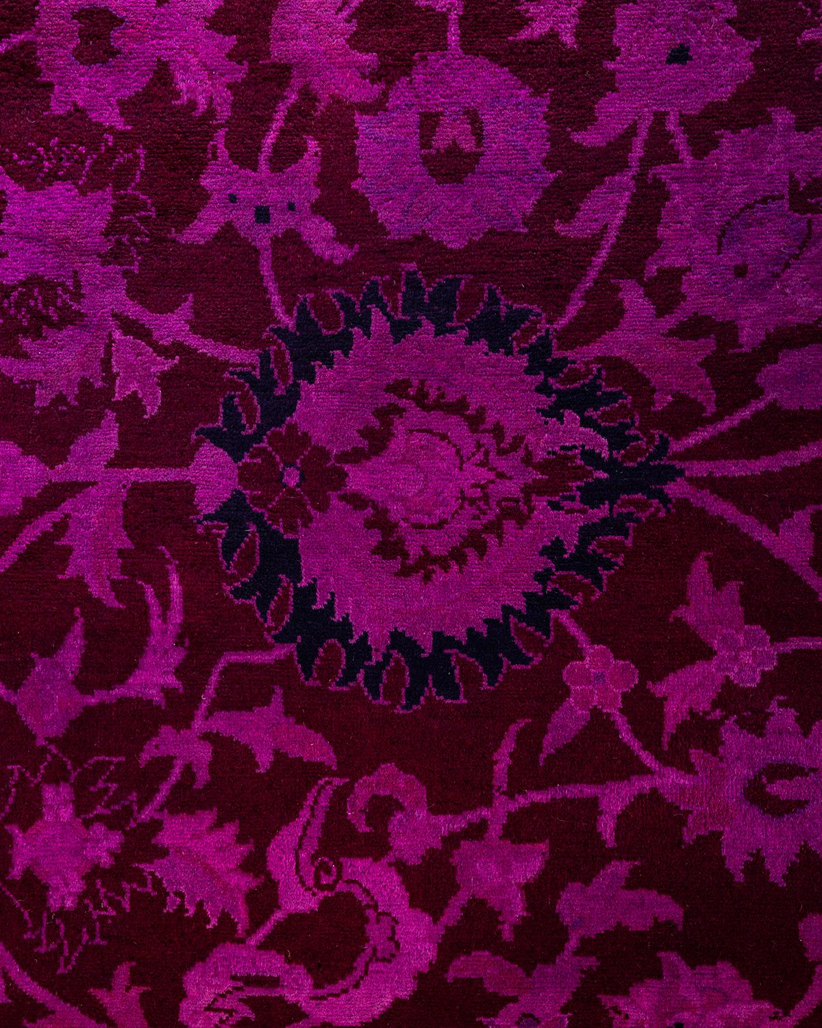 Pakistani Contemporary Overdyed Hand Knotted Wool Pink Area Rug For Sale