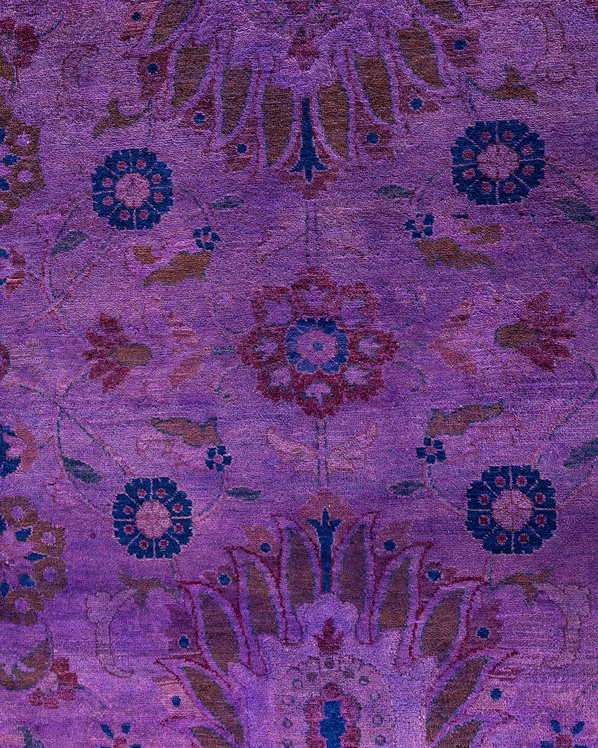 Contemporary Overdyed Hand Knotted Wool Pink Area Rug (Pakistanisch) im Angebot