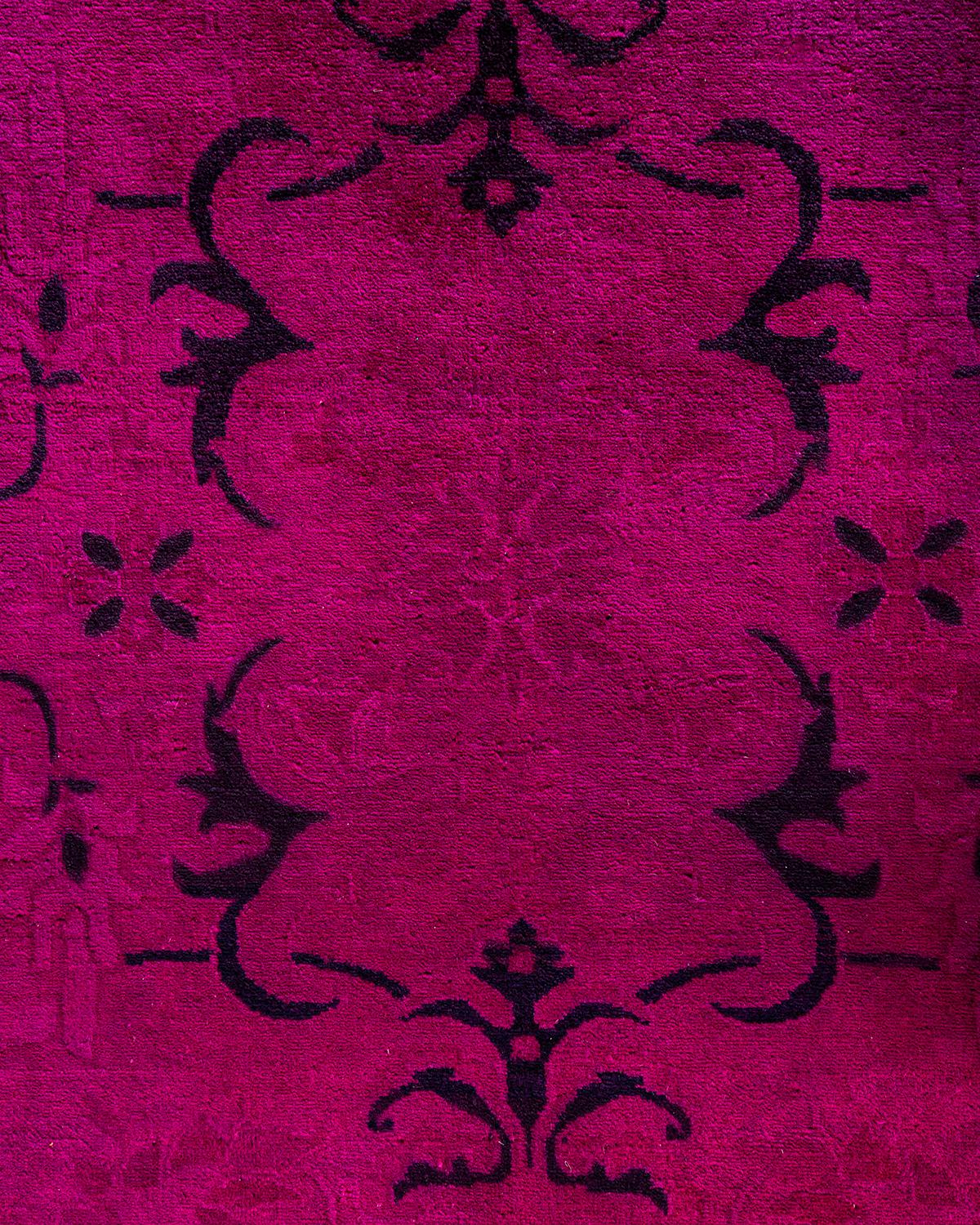 Pakistanais Tapis Contemporary en laine surteinte nouée à la main rose en vente
