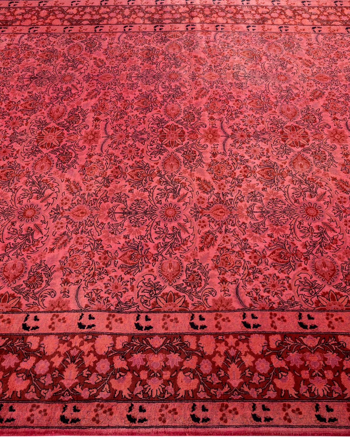 Contemporary Overdyed Hand Knotted Wool Pink Area Rug In New Condition For Sale In Norwalk, CT