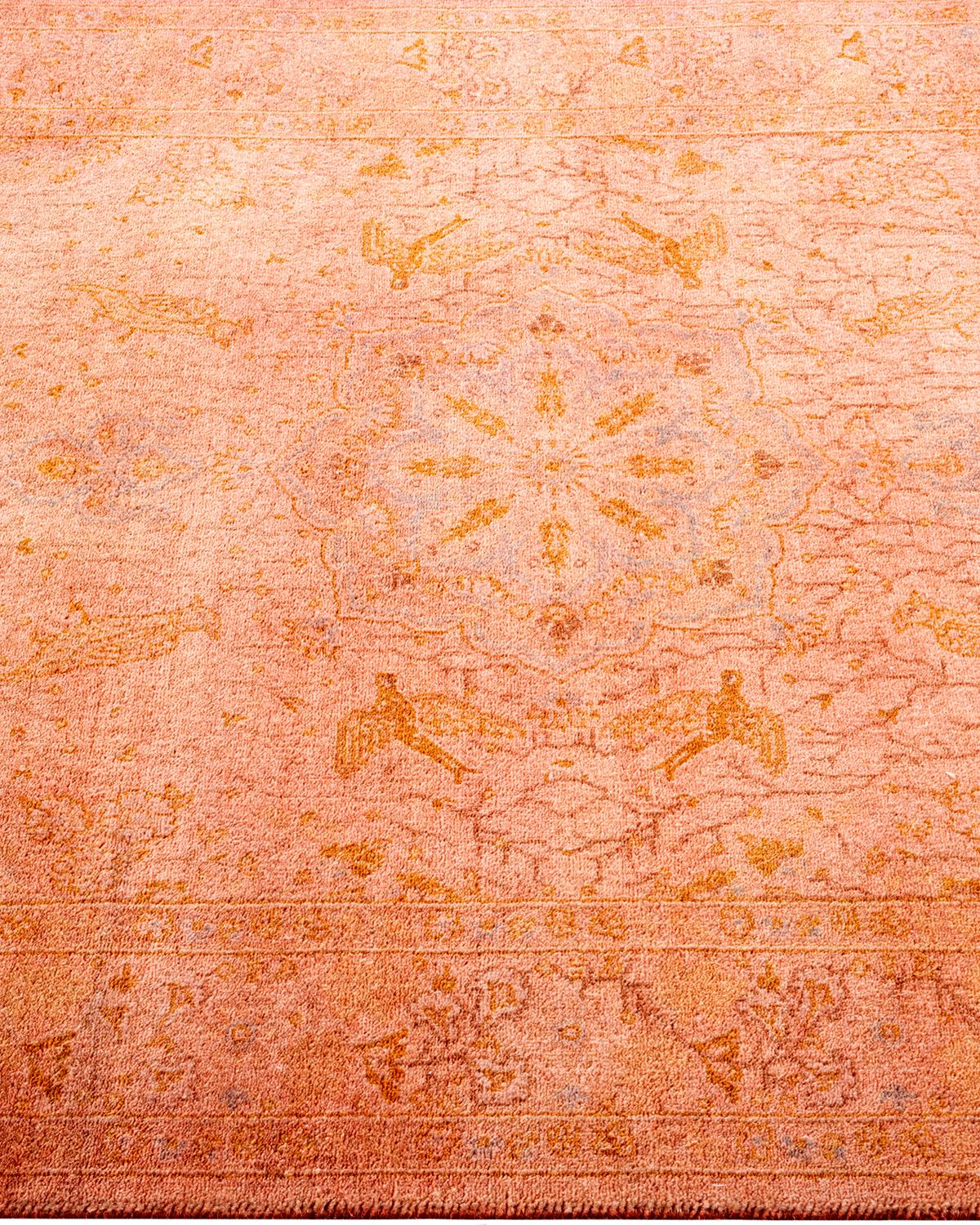 Contemporary Overdyed Hand Knotted Wool Pink Area Rug In New Condition For Sale In Norwalk, CT