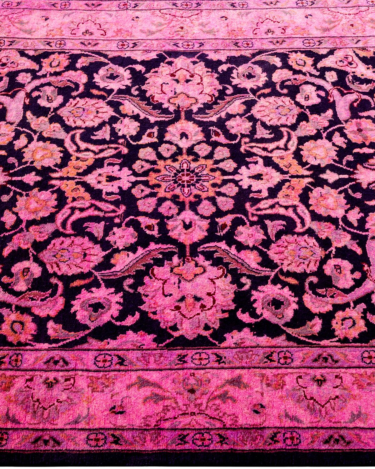 Contemporary Overdyed Hand Knotted Wool Pink Area Rug In New Condition For Sale In Norwalk, CT