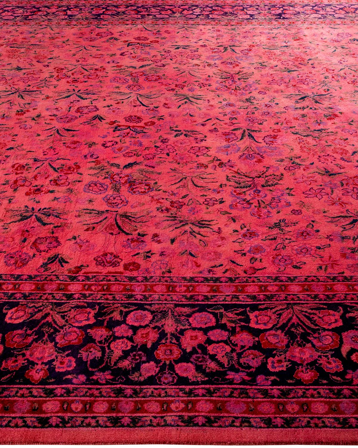Alfombra de lana teñida a mano contemporánea rosa en Nuevo estado para la venta en Norwalk, CT