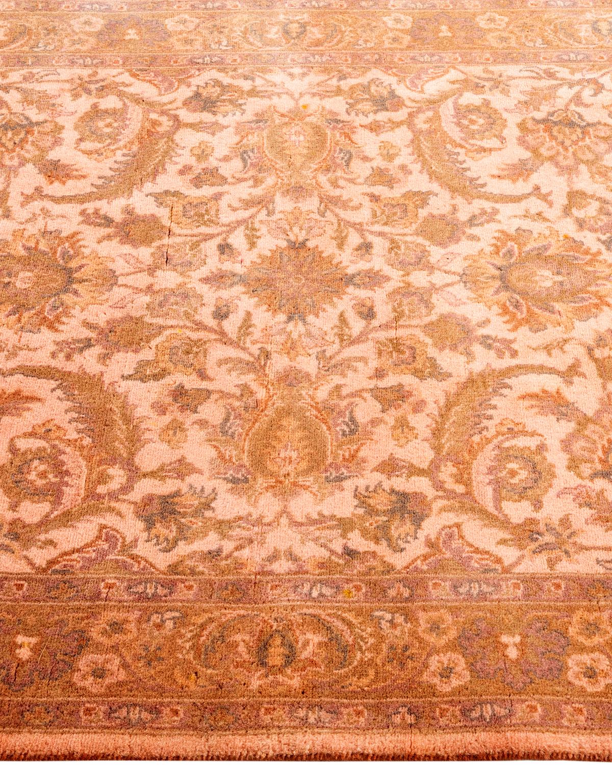 Contemporary Overdyed Hand Knotted Wool Pink Area Rug In New Condition For Sale In Norwalk, CT