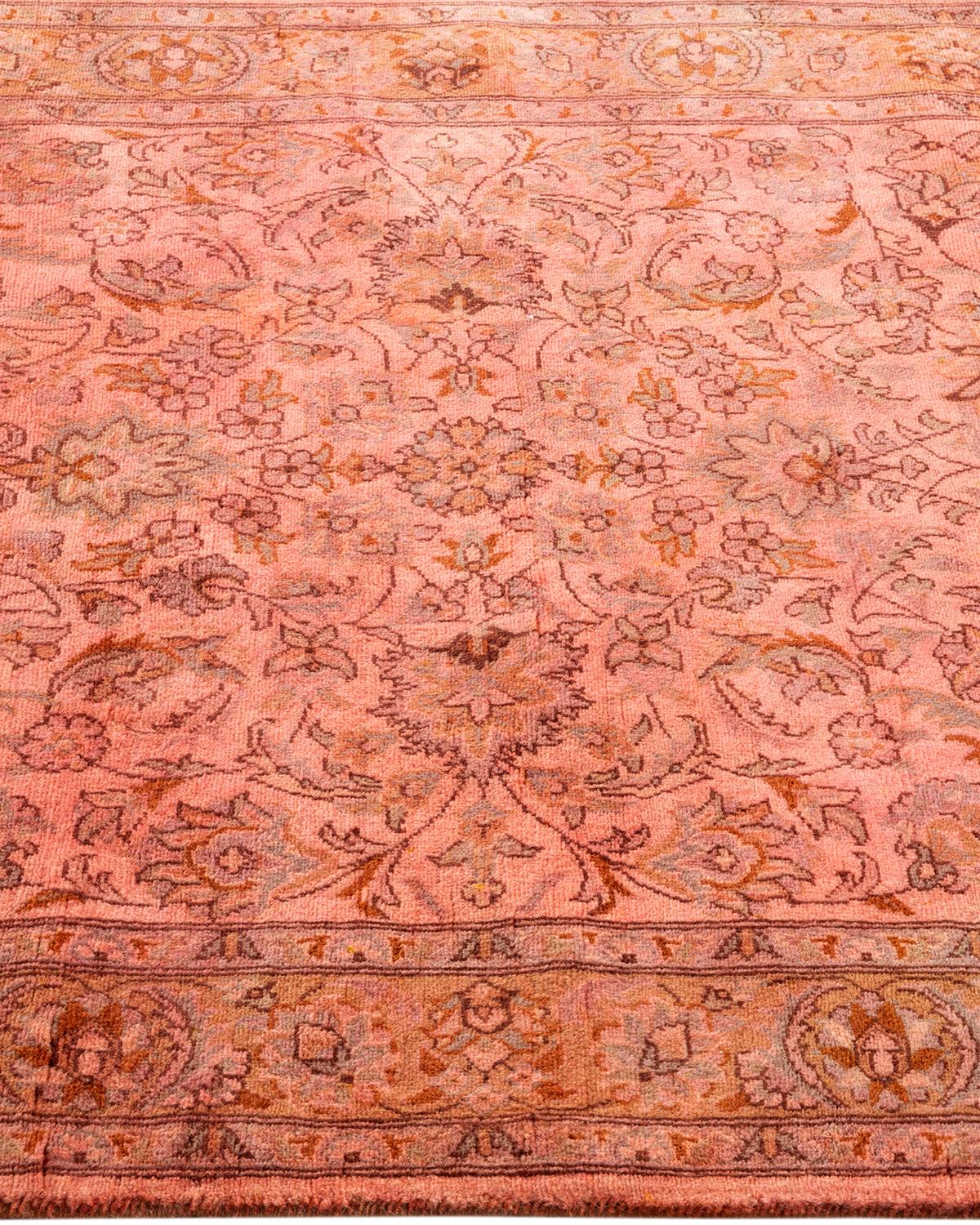 Contemporary Overdyed Hand Knotted Wool Pink Area Rug In New Condition For Sale In Norwalk, CT