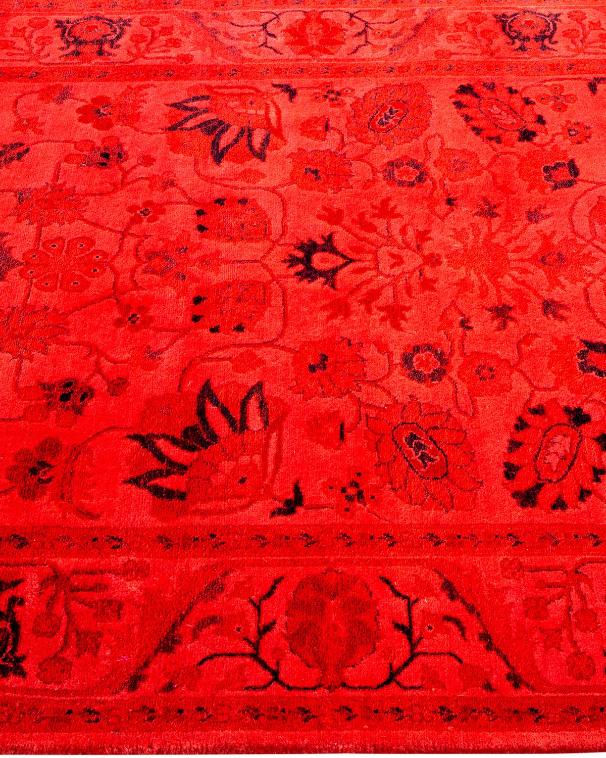 Contemporary Overdyed Hand Knotted Wool Pink Area Rug In New Condition For Sale In Norwalk, CT