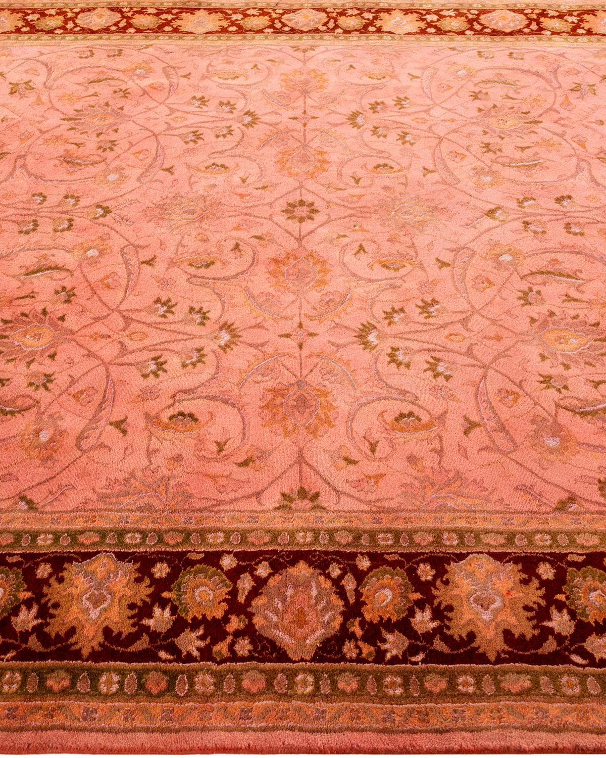 Tapis Contemporary en laine surteinte nouée à la main rose Neuf - En vente à Norwalk, CT