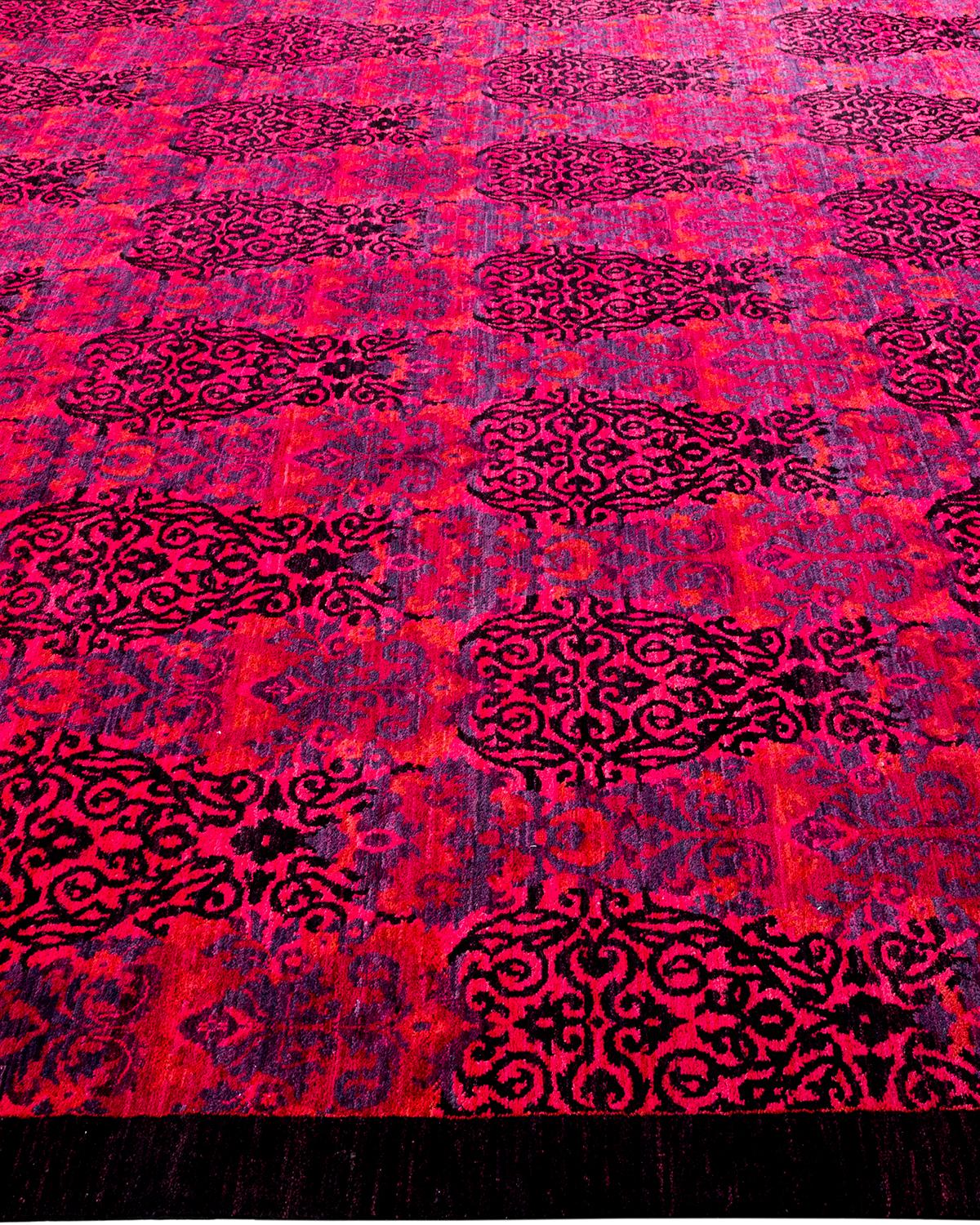 Contemporary Overdyed Hand Knotted Wool Pink Area Rug im Zustand „Neu“ im Angebot in Norwalk, CT
