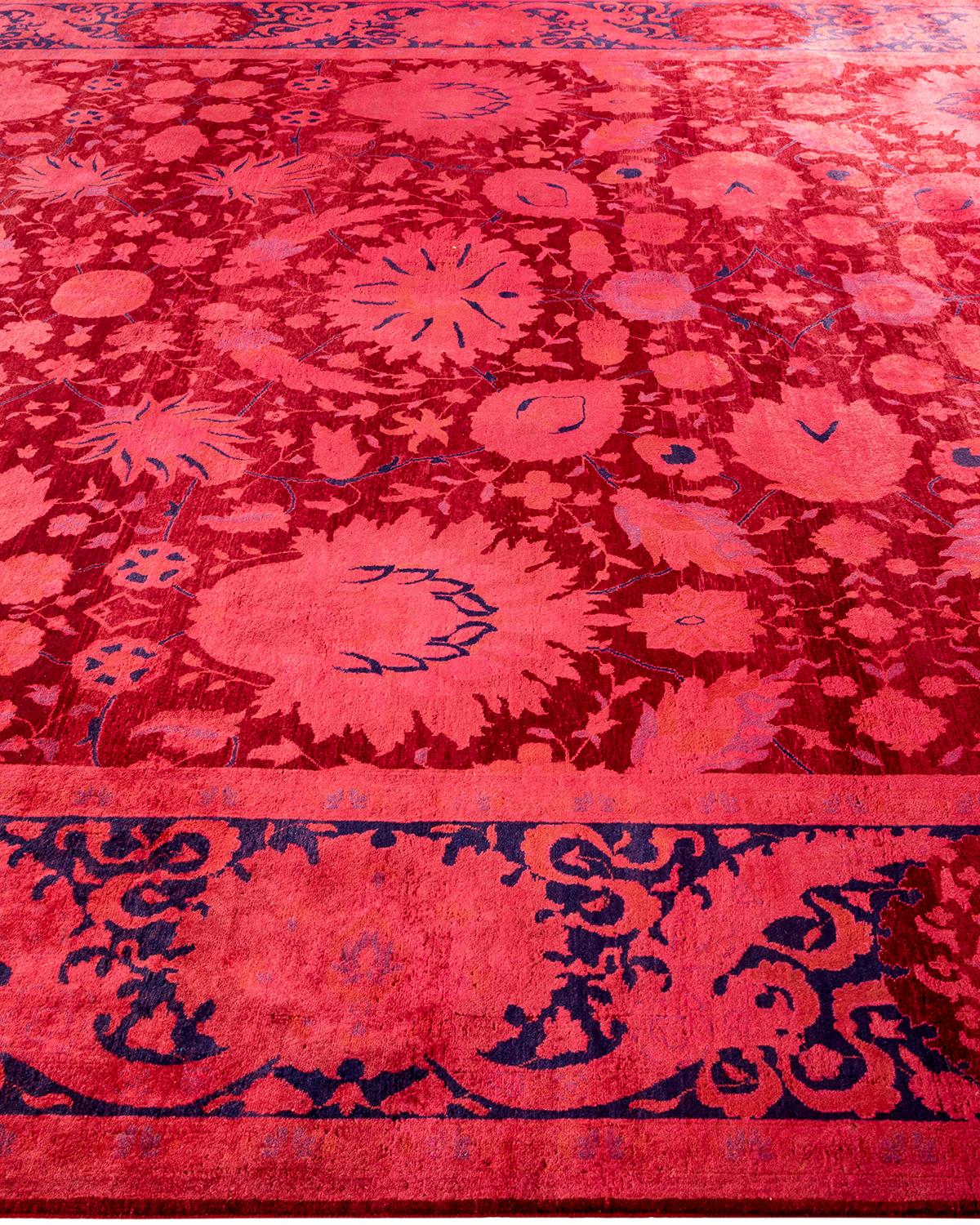 Contemporary Overdyed Hand Knotted Wool Pink Area Rug im Zustand „Neu“ im Angebot in Norwalk, CT