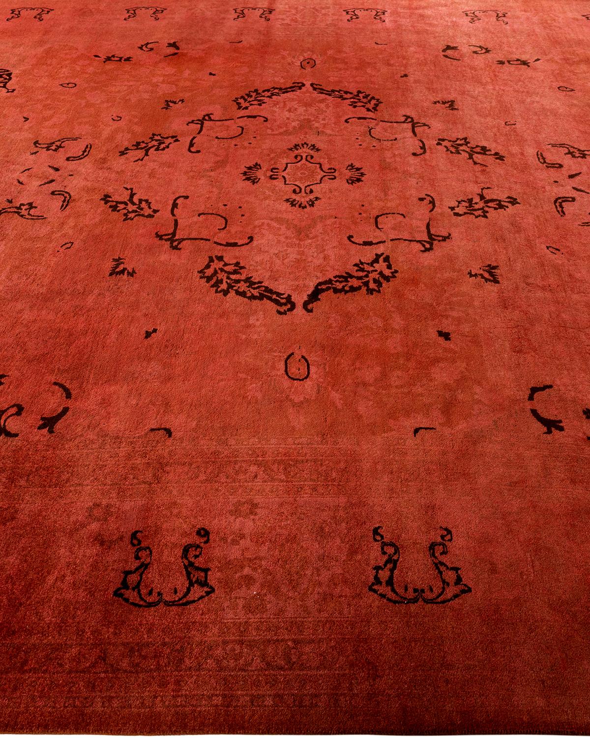 Contemporary Overdyed Hand Knotted Wool Pink Area Rug In New Condition For Sale In Norwalk, CT