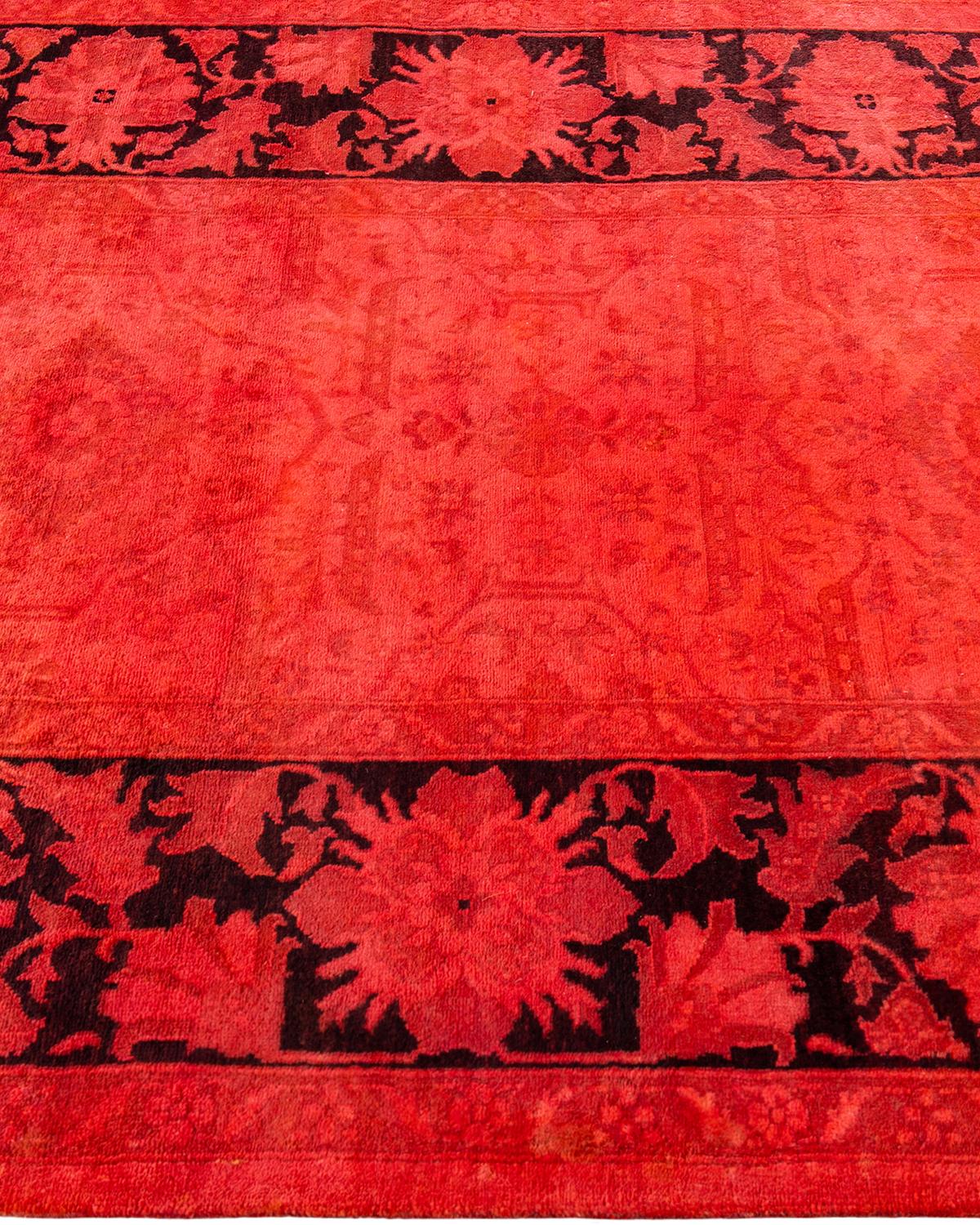 Contemporary Overdyed Hand Knotted Wool Pink Area Rug In New Condition For Sale In Norwalk, CT