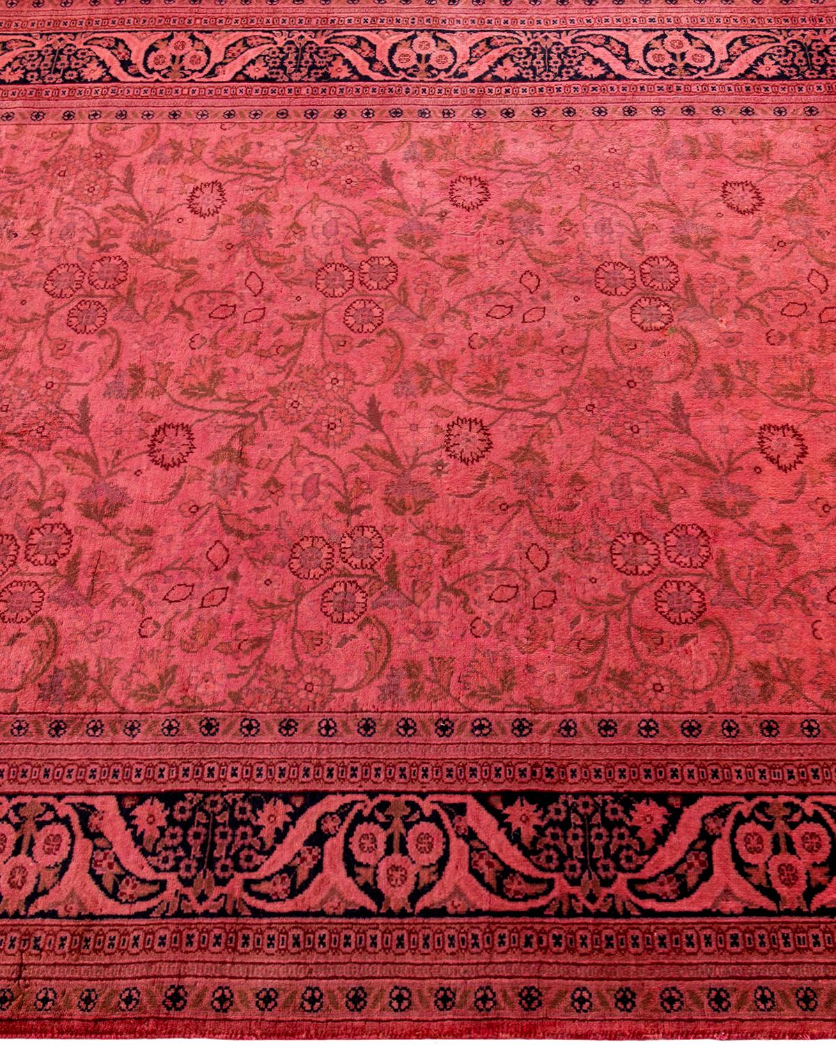 Contemporary Overdyed Hand Knotted Wool Pink Area Rug In New Condition For Sale In Norwalk, CT