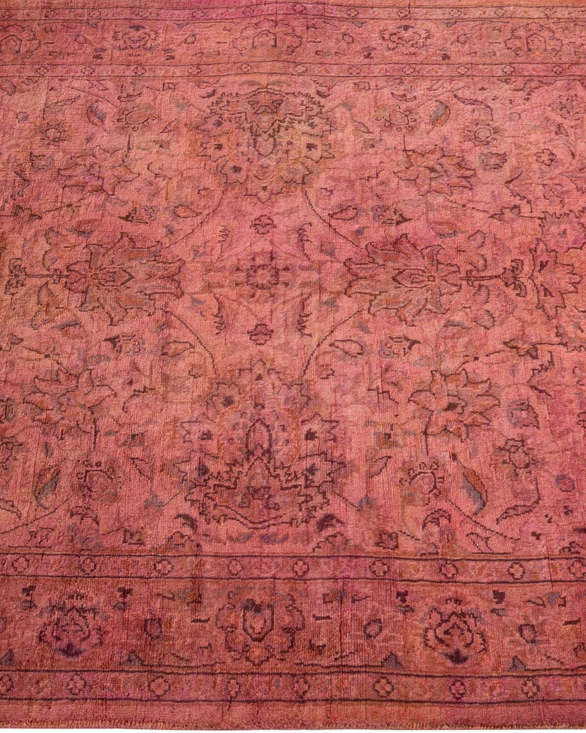 Contemporary Overdyed Hand Knotted Wool Pink Area Rug In New Condition For Sale In Norwalk, CT