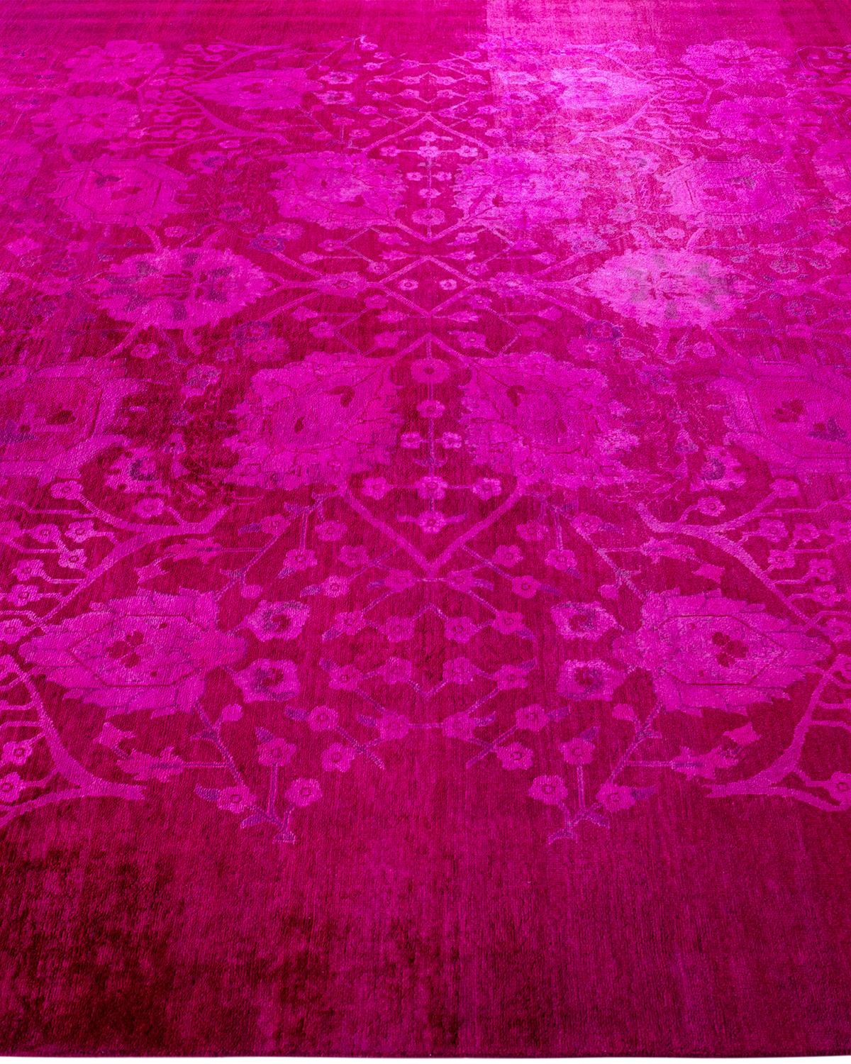 Contemporary Overdyed Hand Knotted Wool Pink Area Rug im Zustand „Neu“ in Norwalk, CT