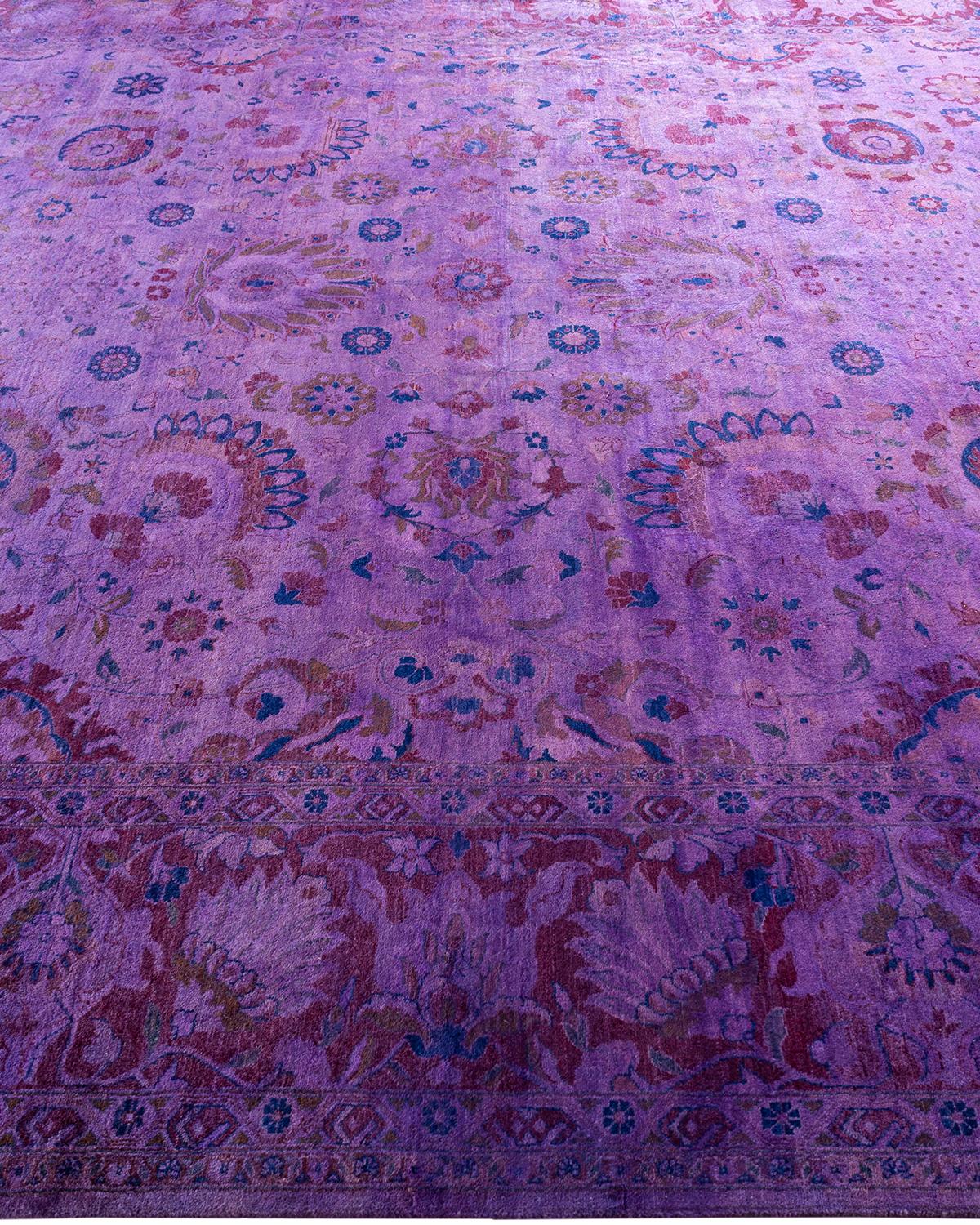 Contemporary Overdyed Hand Knotted Wool Pink Area Rug im Zustand „Neu“ im Angebot in Norwalk, CT