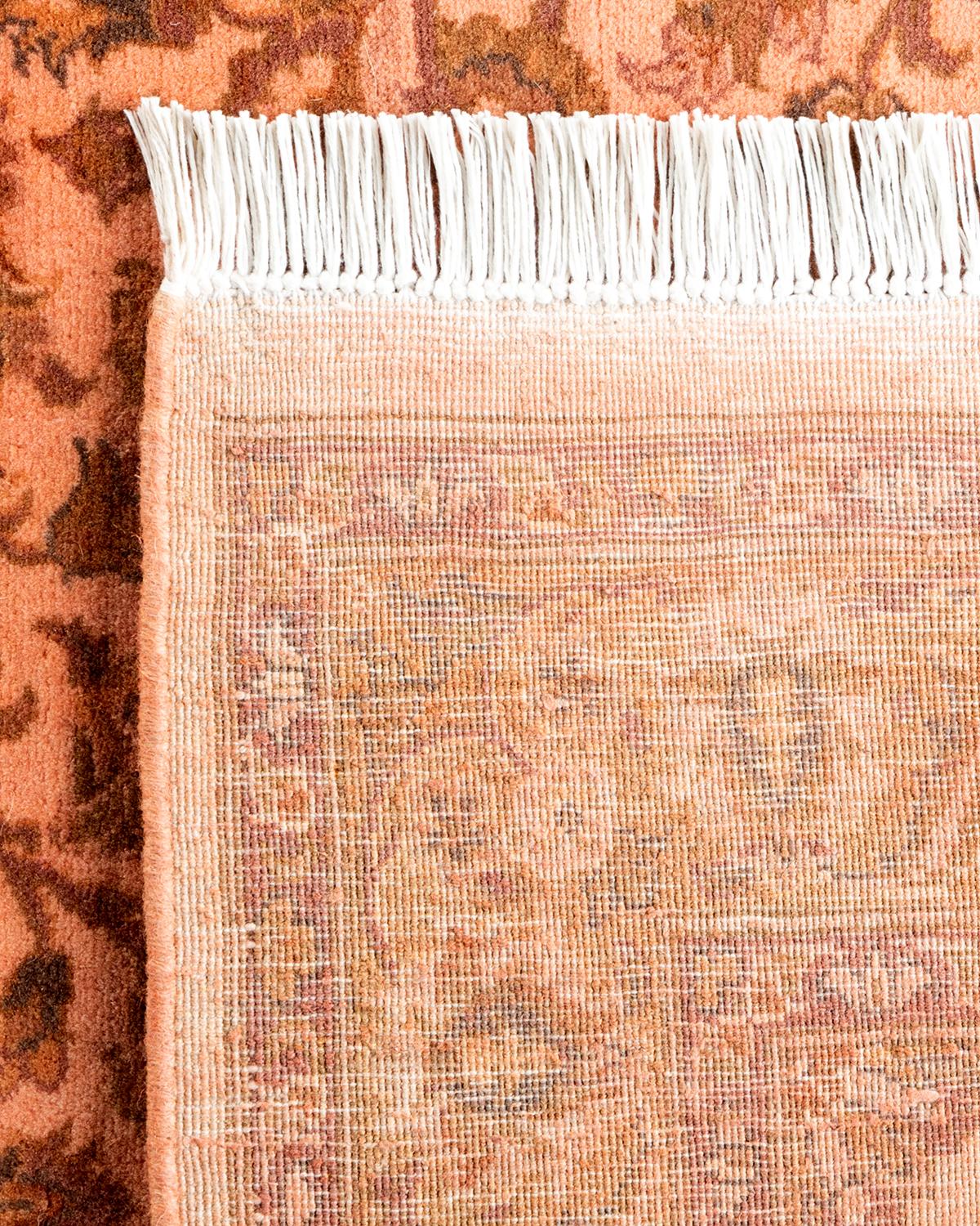 Contemporary Overdyed Hand Knotted Wool Pink Area Rug For Sale 1