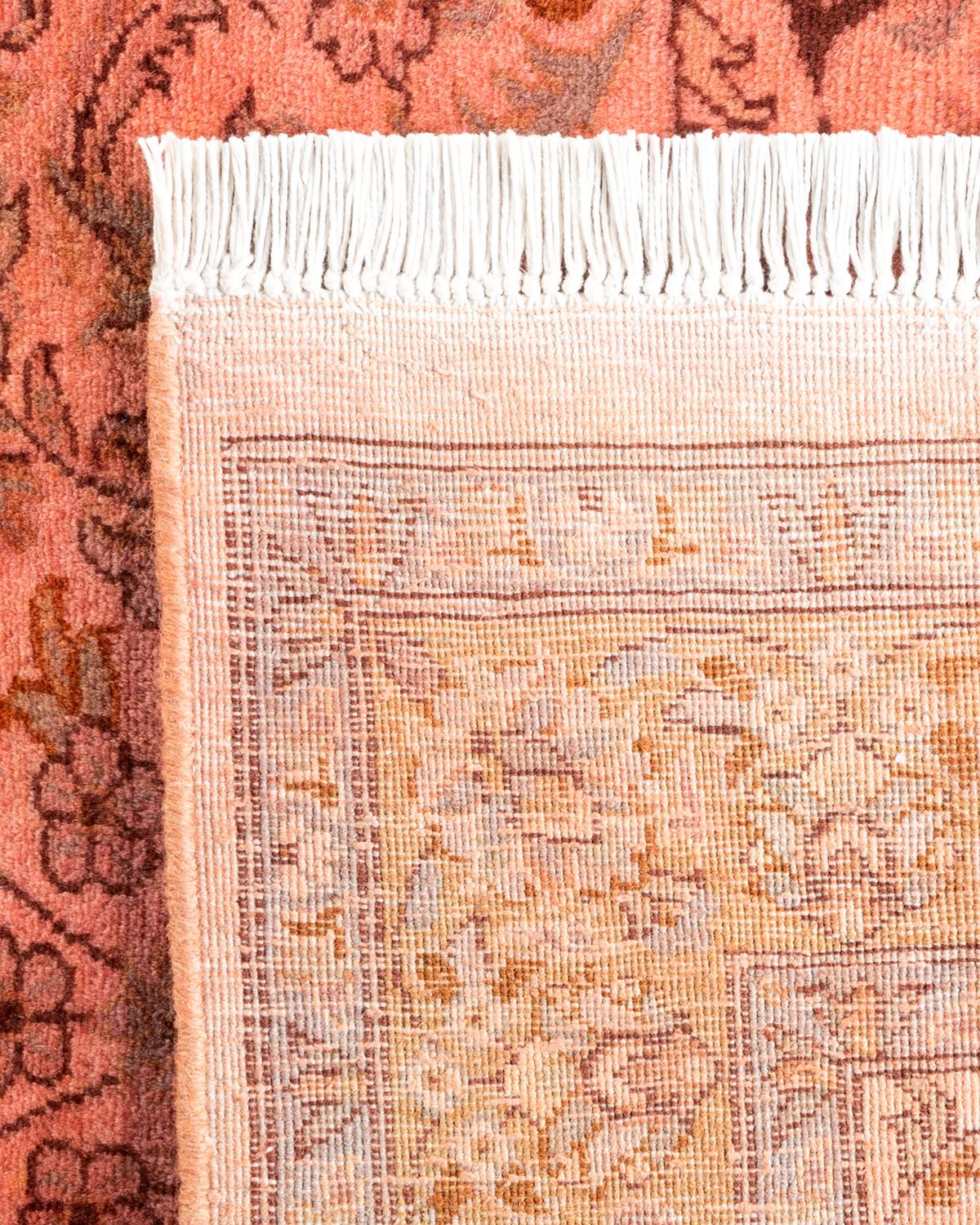 Contemporary Overdyed Hand Knotted Wool Pink Area Rug For Sale 1