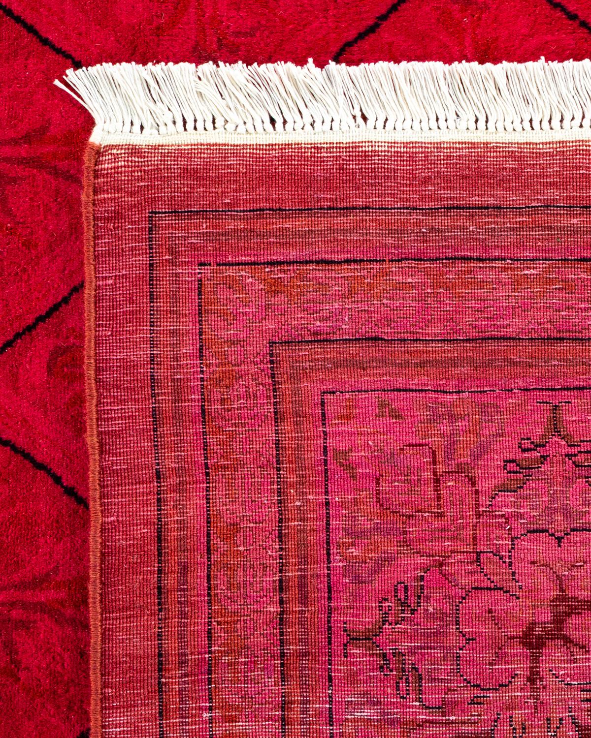 XXIe siècle et contemporain Tapis Contemporary en laine surteinte nouée à la main rose en vente