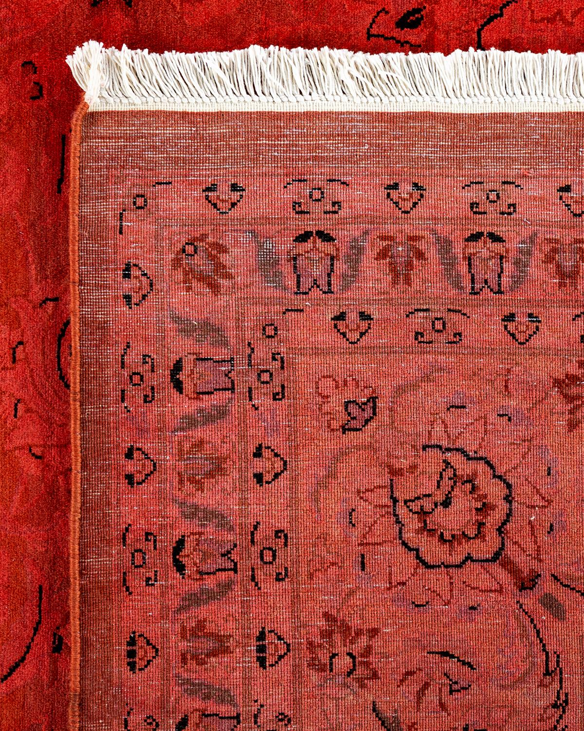 XXIe siècle et contemporain Tapis Contemporary en laine surteinte nouée à la main rose en vente