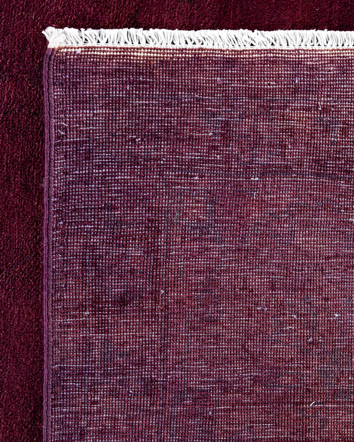 Contemporary Overdyed Hand Knotted Wool Pink Area Rug For Sale 1