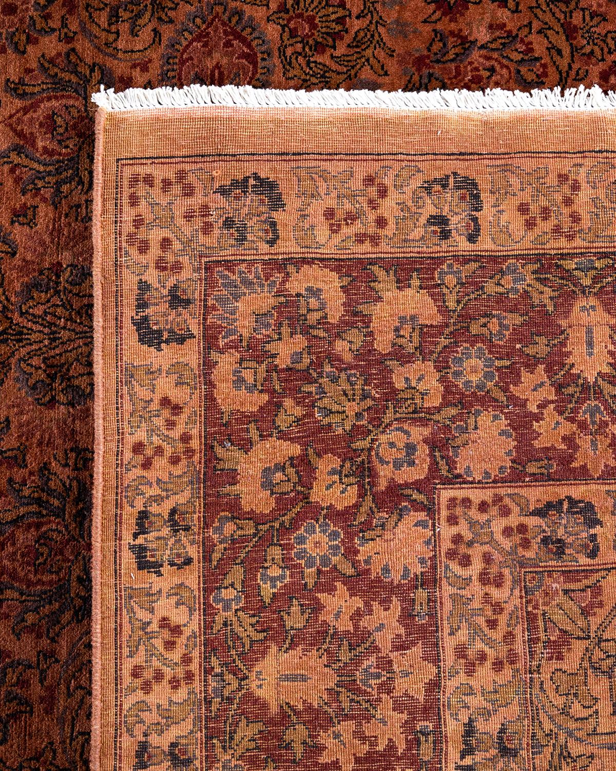 Contemporary Overdyed Hand Knotted Wool Pink Area Rug For Sale 1