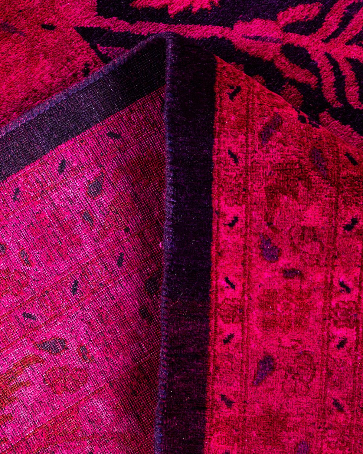 Alfombra de lana teñida a mano contemporánea rosa Lana en venta