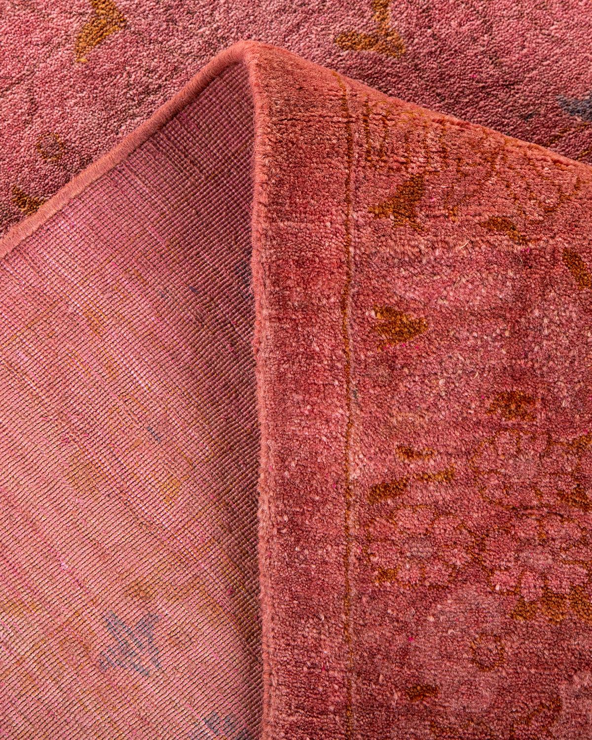 Alfombra de lana teñida a mano contemporánea rosa Lana en venta