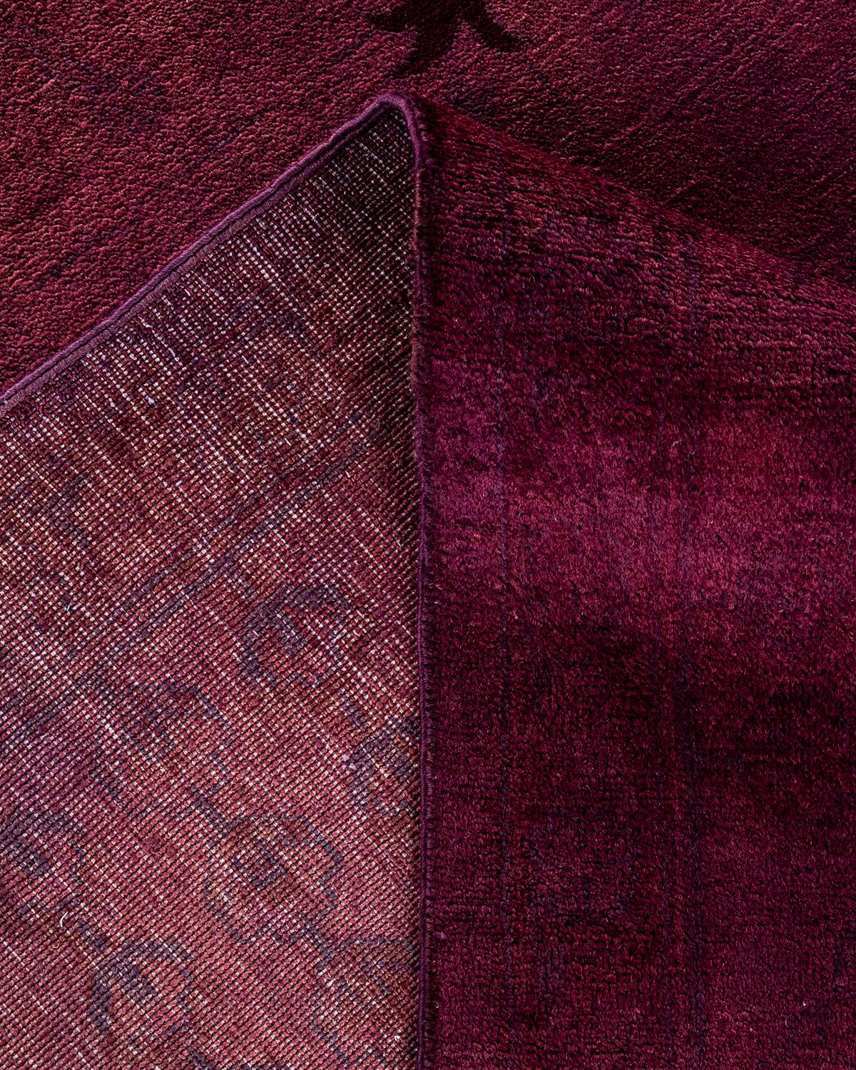 Contemporary Overdyed Hand Knotted Wool Pink Area Rug For Sale 2