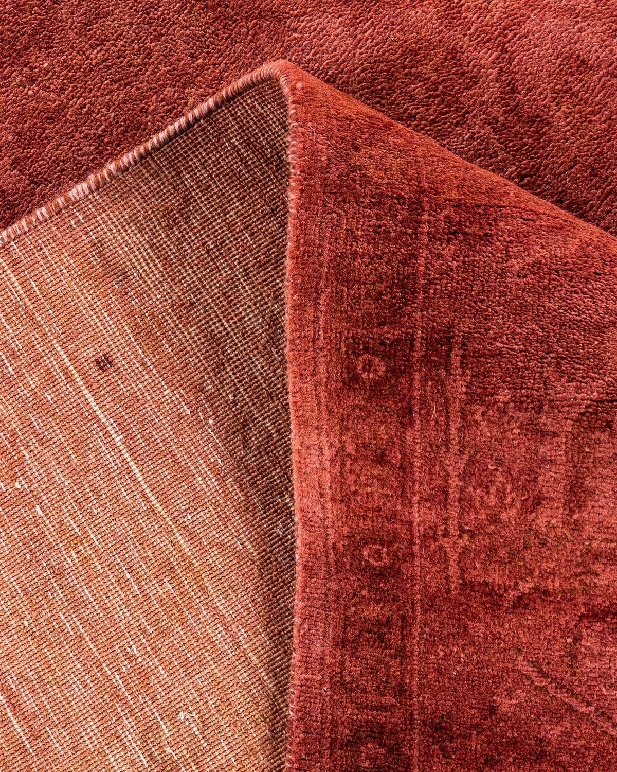 Laine Tapis Contemporary en laine surteinte nouée à la main rose en vente