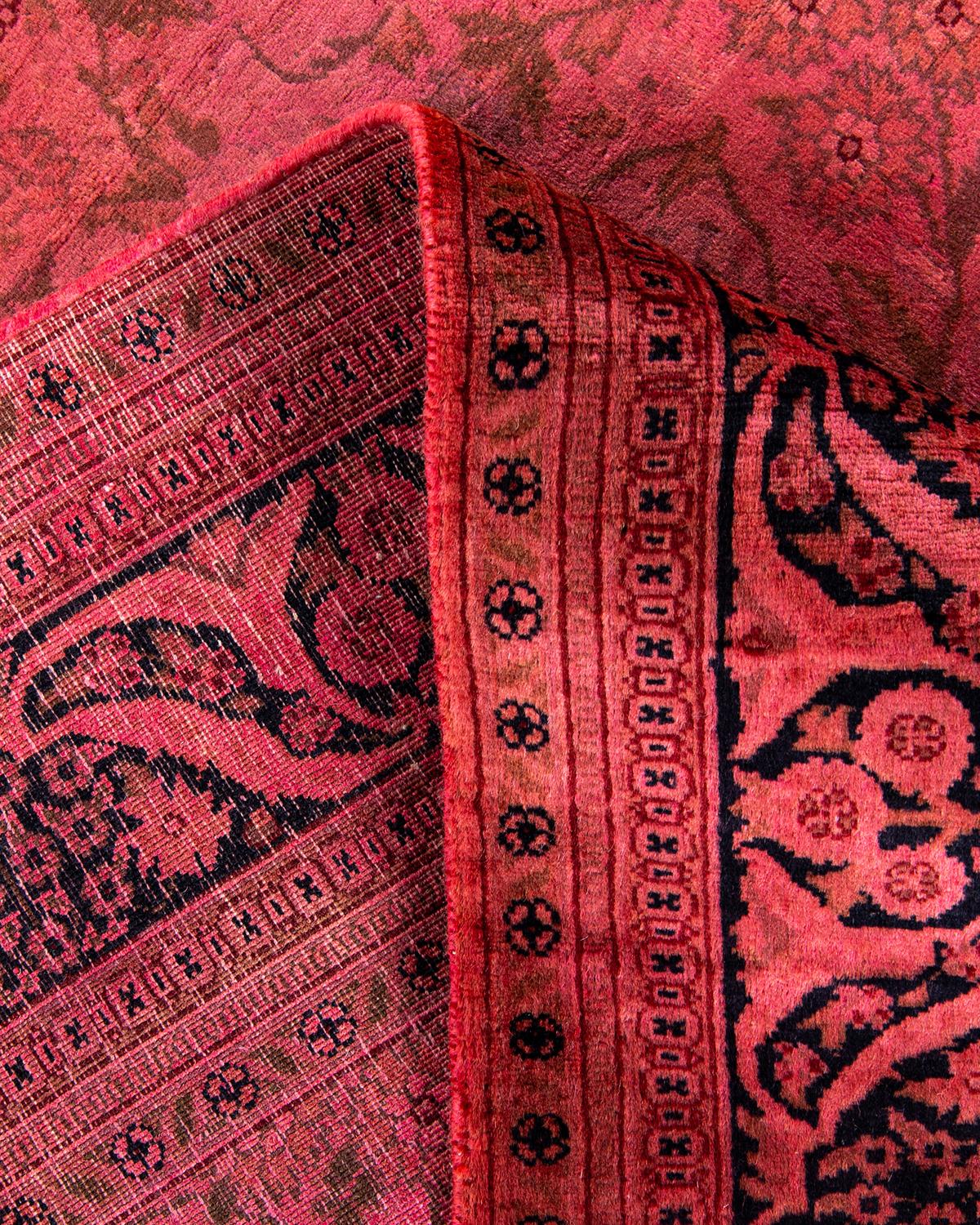 Laine Tapis Contemporary en laine surteinte nouée à la main rose en vente