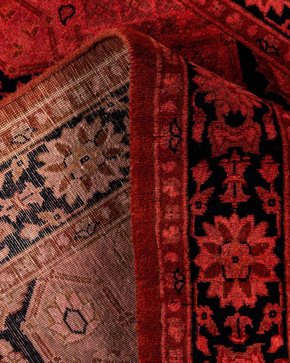 Laine Tapis Contemporary en laine surteinte nouée à la main rose en vente