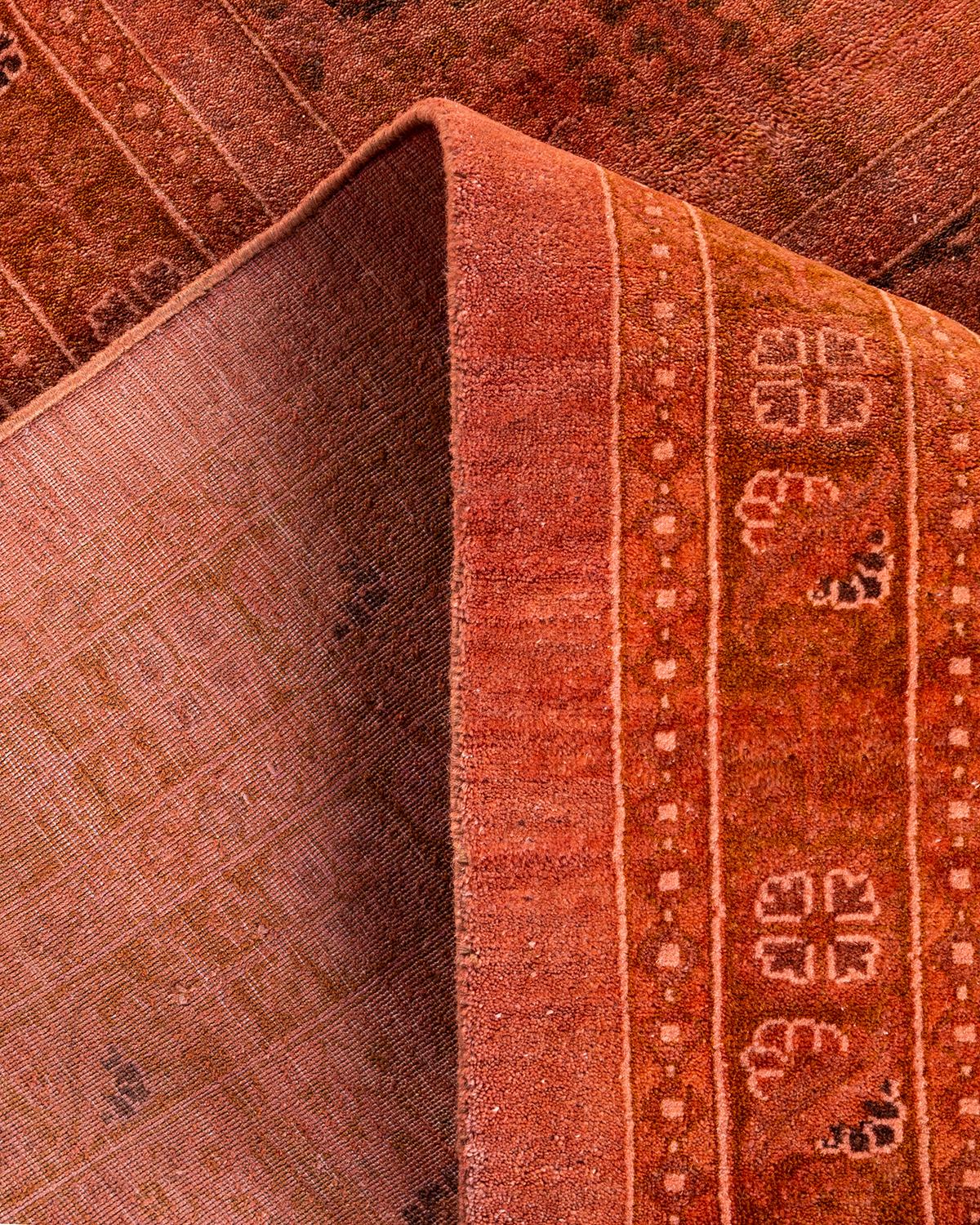 Laine Tapis Contemporary en laine surteinte nouée à la main rose en vente
