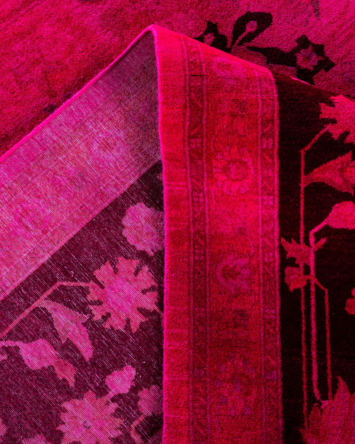 Alfombra de lana teñida a mano contemporánea rosa Lana en venta