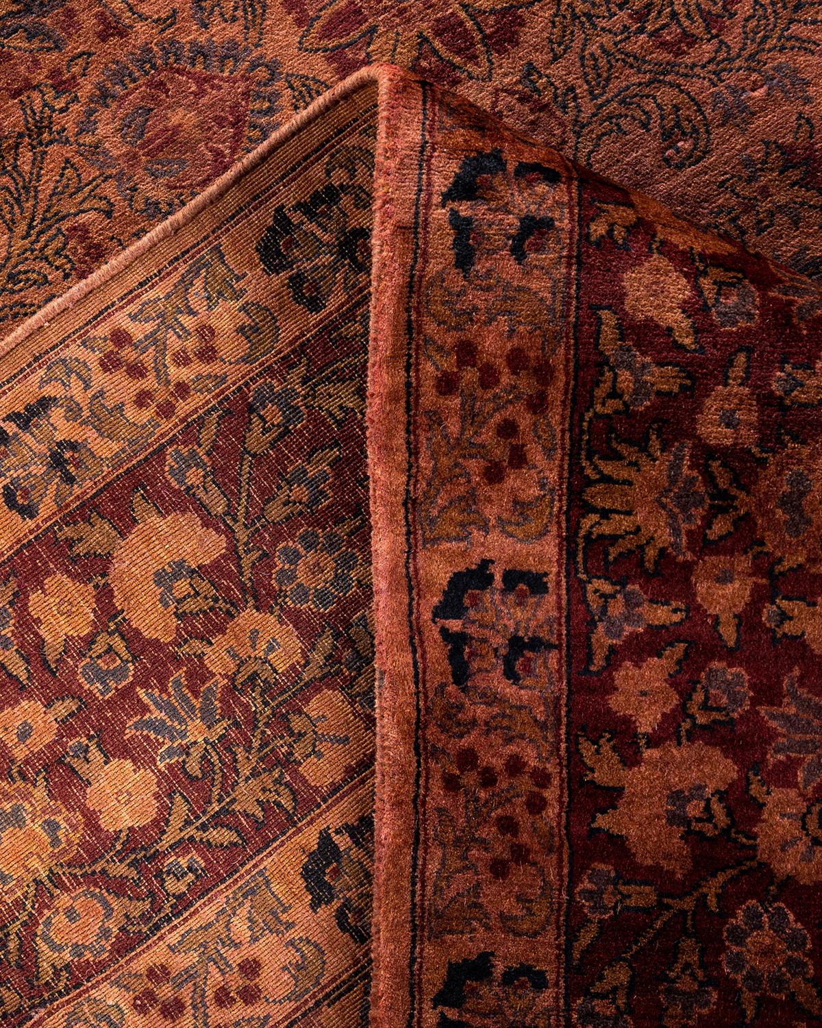 Contemporary Overdyed Hand Knotted Wool Pink Area Rug For Sale 2