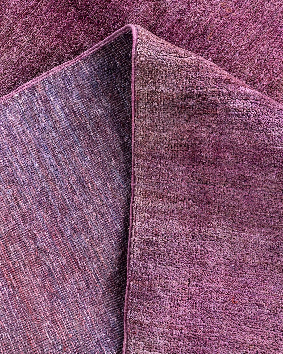 Laine Tapis Contemporary en laine surteinte nouée à la main rose en vente