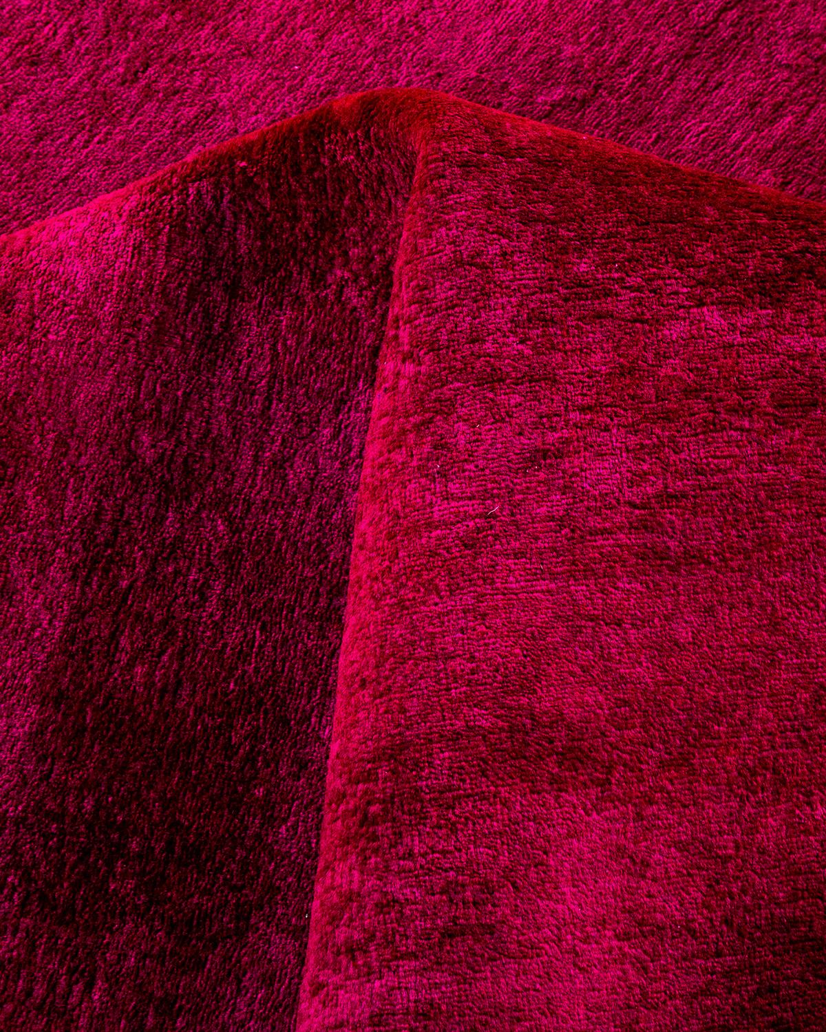 Contemporary Overdyed Hand Knotted Wool Pink Area Rug im Angebot 1